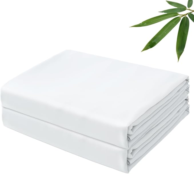 Bamboo Viscose Flat Sheets Only, 400 Thread Count Sateen Weave King Size Flat by ZaizaiHome