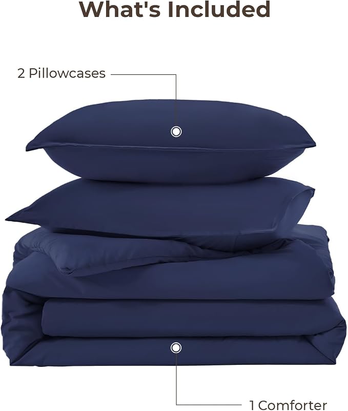 Litanika Navy Blue Twin/Twin XL Comforter Set, 2 Pieces Lightweight Solid - Image 7