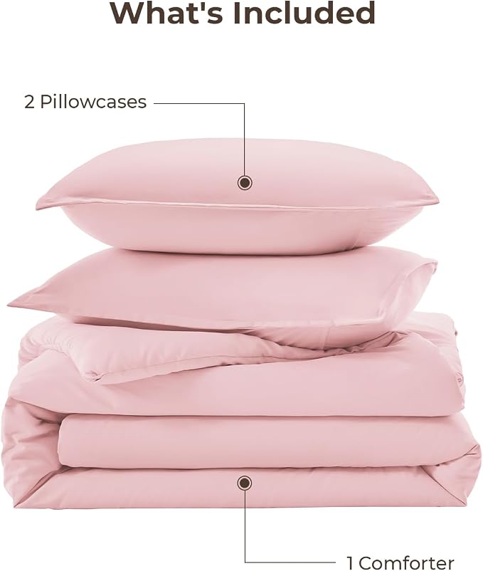 Litanika Pink Comforter Set Full Size, 3 Pieces Girls Women Cute Soft Solid - Image 7