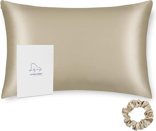 ALASKA BEAR King Size Silk Pillowcase Random Color Silk Scrunchie Gift Set by ALASKABEAR