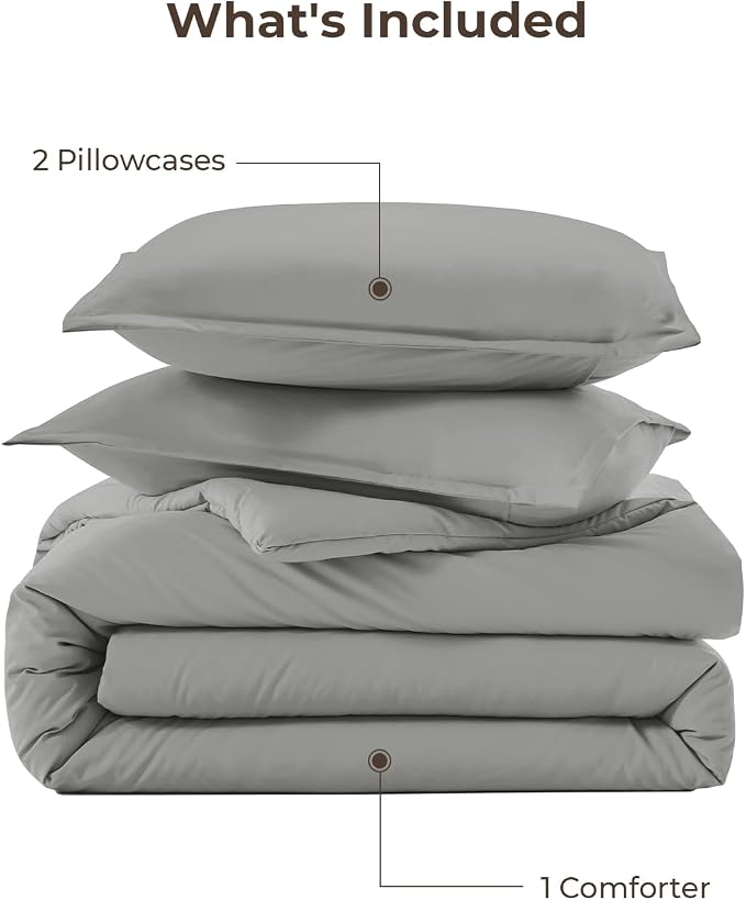 Litanika Comforters Medium Gray King Size, 3 Pieces Lightweight Solid Bedding - Image 7