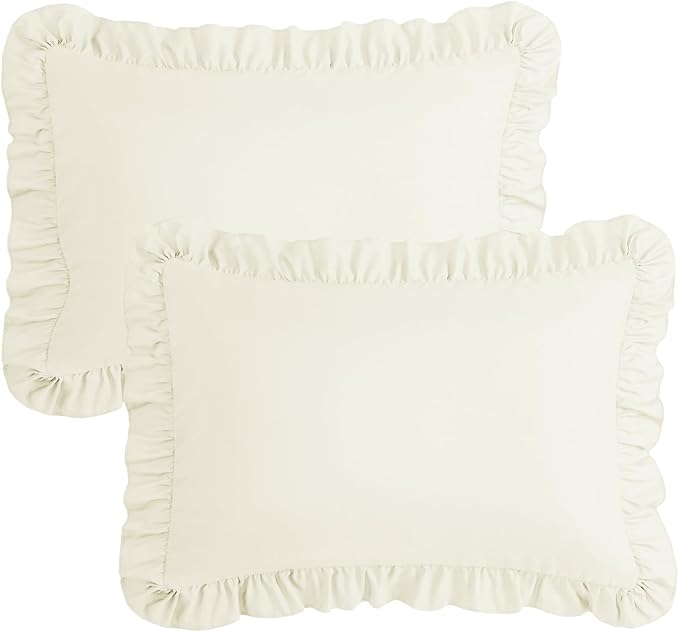 KKJIAF Ruffle Pillow Cases Queen Size Set of 2, Ruffled Pillow Covers - Image 7