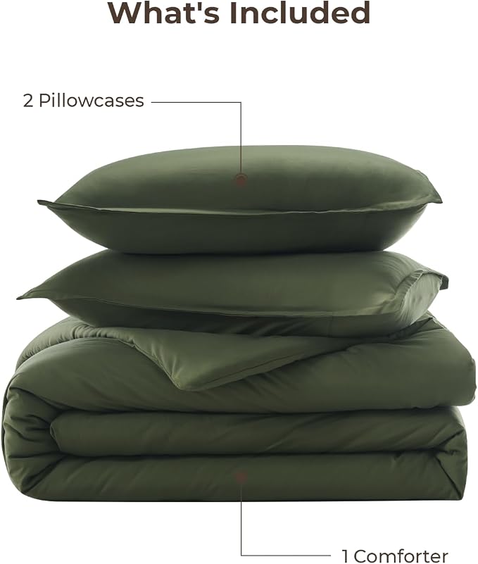 Litanika Comforters Olive Green Oversized King Size, 3 Pieces Lightweight Solid - Image 7