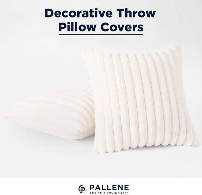 Pallene Faux Fur Plush Throw Pillow Covers 16x16 Set of 2, Luxury Soft Fluffy - Image 8