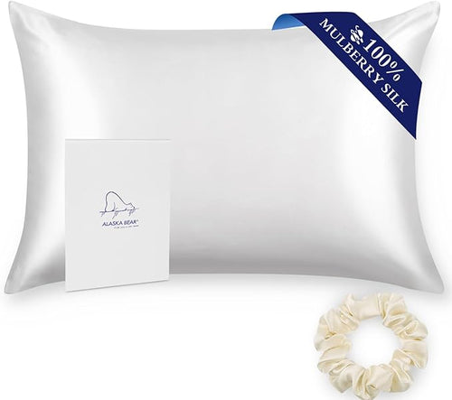 ALASKA BEAR Silk Pillowcase for Hair and Skin, 100% Mulberry Silk Pillow Cases by ALASKABEAR