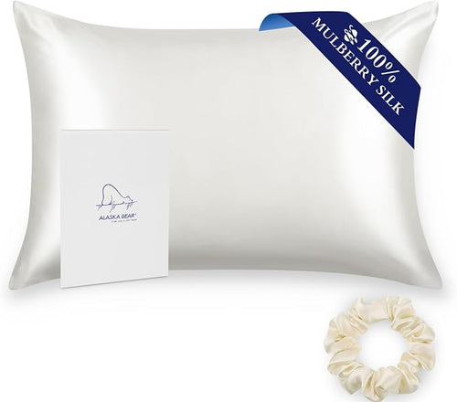 ALASKA BEAR Silk Pillowcase for Hair and Skin, 100% Mulberry Silk Pillow Cases by ALASKABEAR