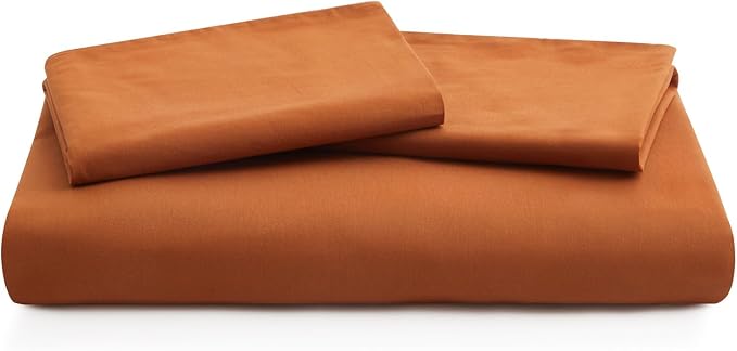 LOVQUE Burnt Orange Cotton Duvet Cover Queen Size, Linen Like Natural Bedding - Image 7