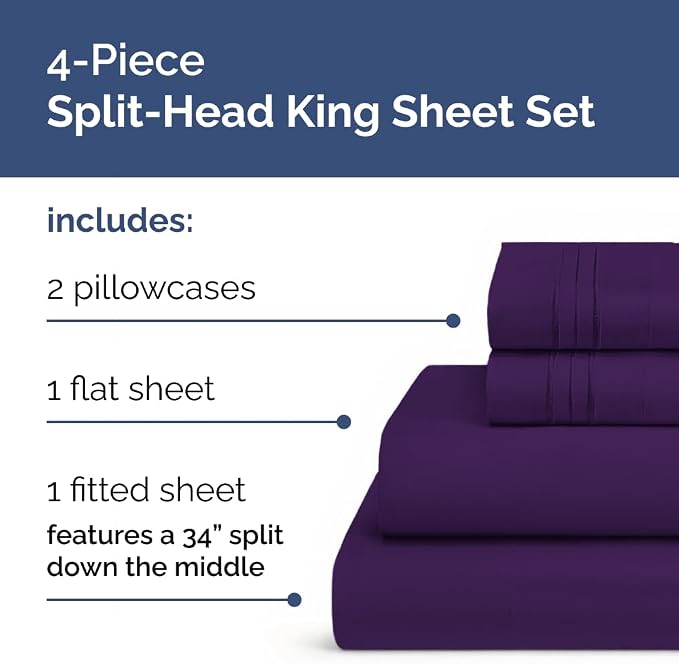 Flex Top Split Head King 4 Piece Sheet Set - Image 2