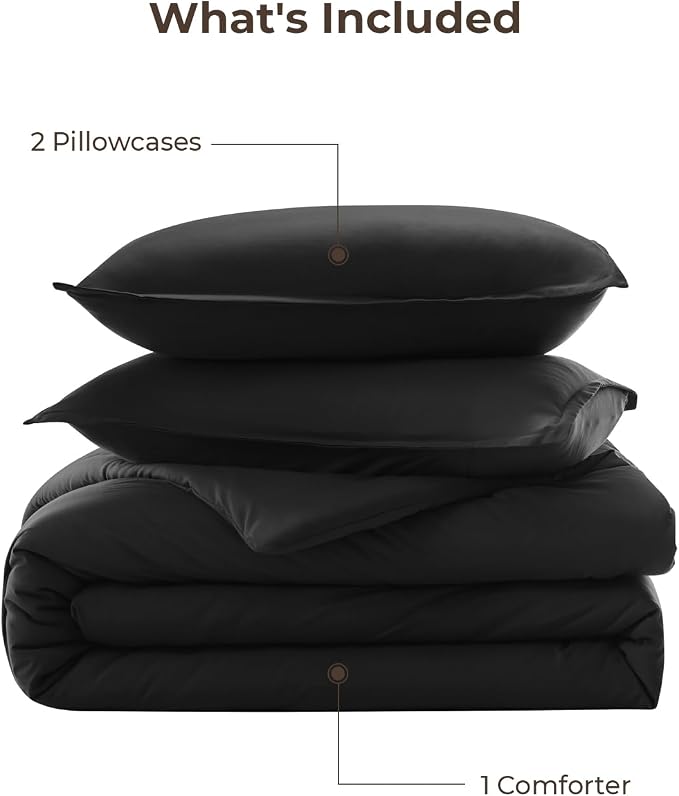 Litanika Black Comforter Full Size, 3 Pieces Boho Lightweight Solid Bedding - Image 7