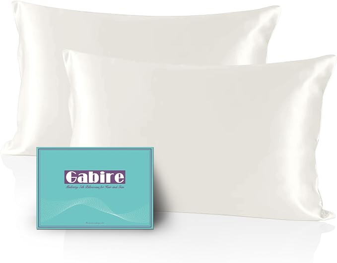 Gabire Mulberry Silk Queen Size Pillow Cases Set of 2, Ultra Smooth Soft by MulberrySilkPillowcases