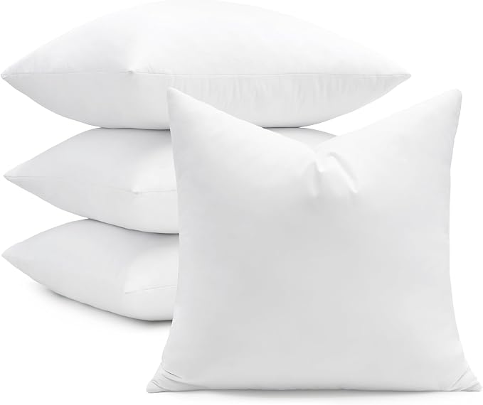 puredown® 26x26 Feather Down Pillow Inserts, 4 Pack Euro Pillow Inserts by Puredown