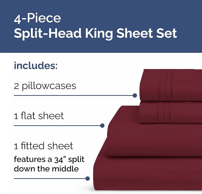 Flex Top Split Head King 4 Piece Sheet Set - Image 2