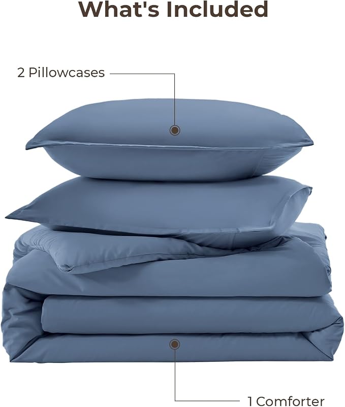 Litanika Haze Blue Comforters Oversized King Size, 3 Pieces Lightweight Solid - Image 7