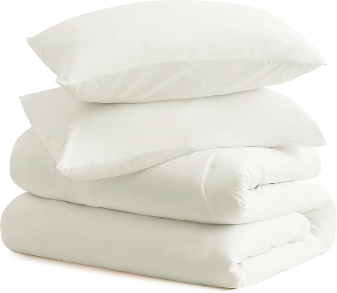 CozyLux Queen Comforter Set Ivory, 3 Pieces Solid Comforters Queen Size - Image 9