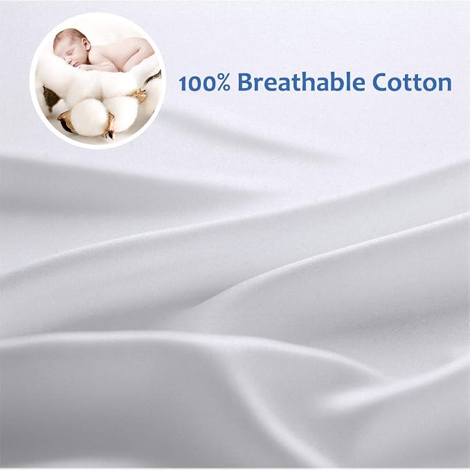 Precoco King Pillow Cases Set of 2 | 100% Cotton White Pillowcases King Size - Image 2