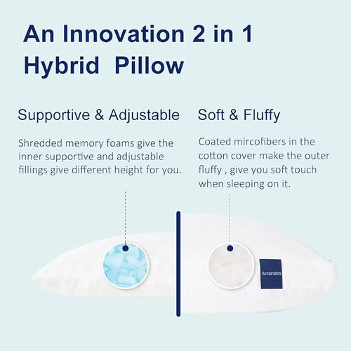 ACCURATEX Hybrid Pillow for Sleeping, Adjustable Shredded Memory Foam Pillow - Image 2