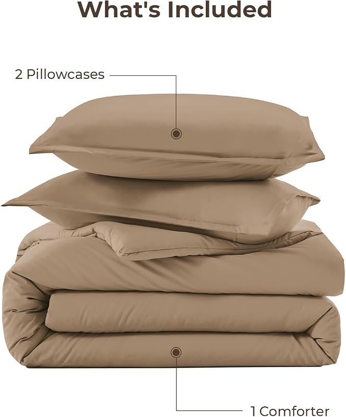 Litanika Comforters Taupe Super King Size, 3 Pieces Lightweight Solid Bedding - Image 7