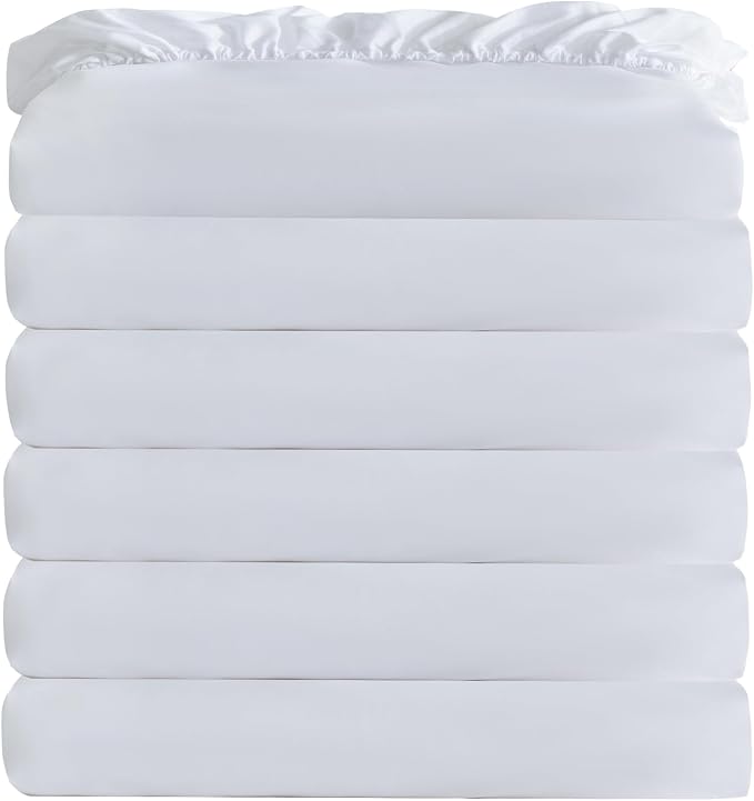 White Bulk King Fitted Sheet Only Deep Pocket 6 Pack, Quick Sort Bottom Bed by Culve