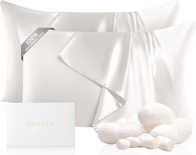 THXSILK Set of 2 100% Silk Pillowcases by THXSILK