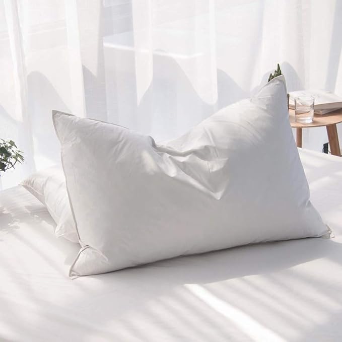 Luxury Feathers Down Pillow Queen/Standard Size, Hotel Quality Fluffy Bed Pillow by AIKOFUL