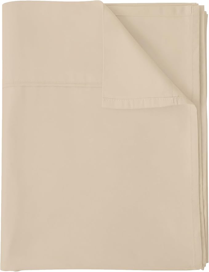 Flat Sheet Only Twin Size, 400 TC 100% Egyptian Cotton Flat Sheet-Beige Cotton by ShunjieHome