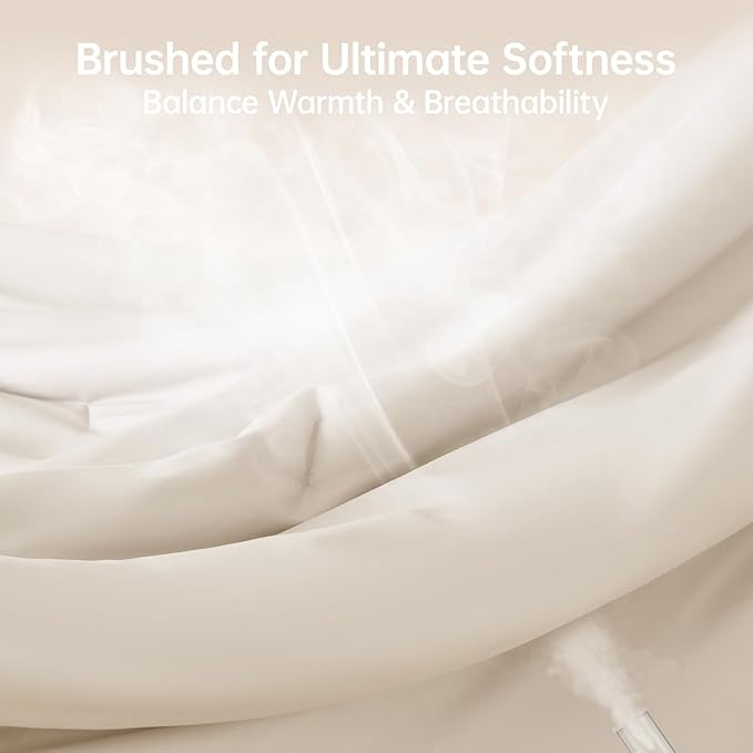 MUXHOMO Beige Twin/Twin XL Comforter Set, All Season Ultra Soft Down - Image 3