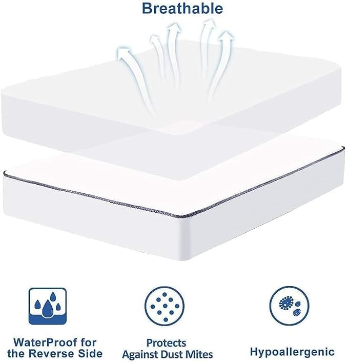 WhatsBedding Waterproof Mattress Pad Cal-King Cotton Top Down Alternative - Image 8
