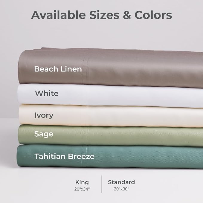 Cariloha Classic 2-Piece Twill Pillowcase Set | Sage | King | Viscose Material - Image 3