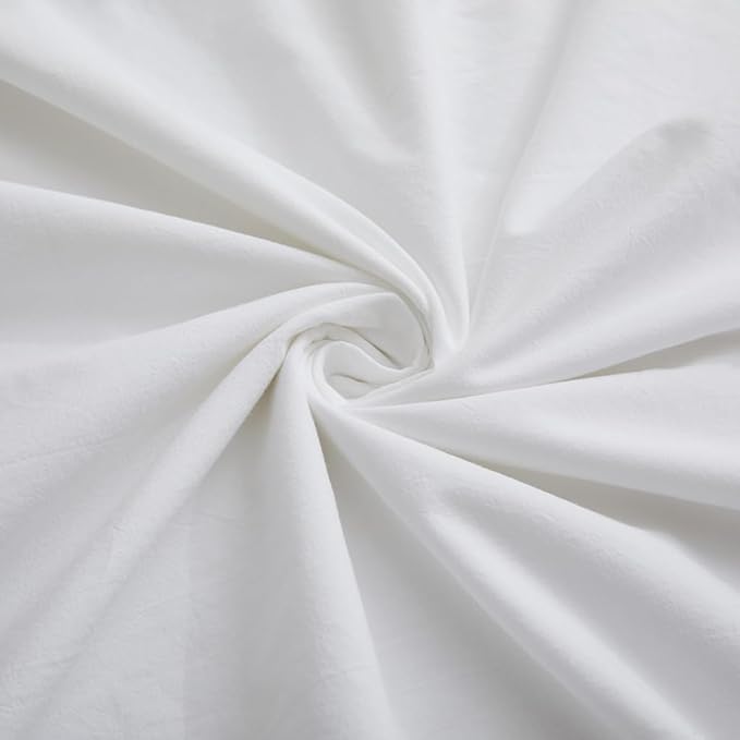 LOVQUE 100% Washed Cotton Duvet Cover Twin Size, Linen-Like Textured White - Image 6