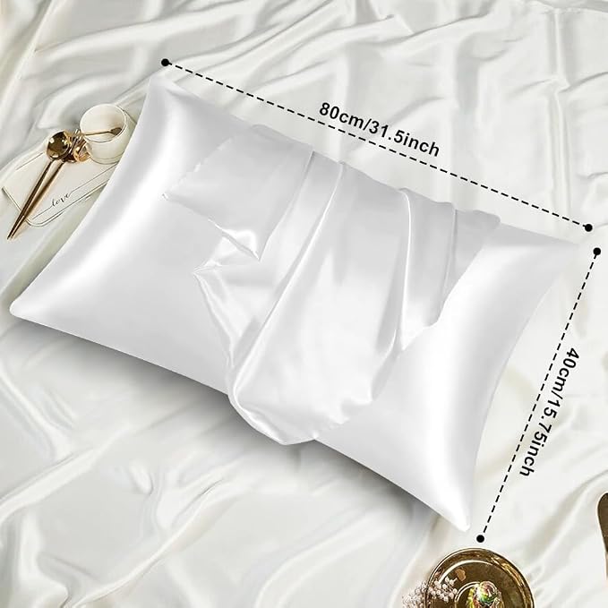 AUAUY 2 Pack Satin Silk Pillowcase, 15.75x31.50inches Silk Pillowcases - Image 2