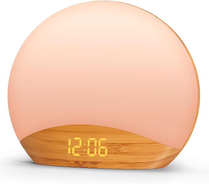 REACHER Wood Grain Sunrise Alarm Clock and Sound Machine Nightlight, Digital by Reacher