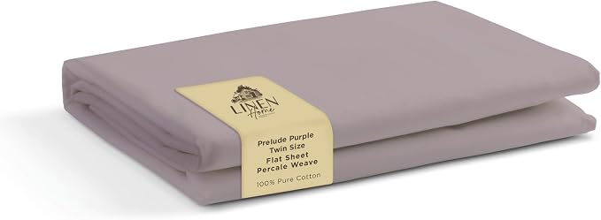 Linen Home 100% Cotton Percale 1 Flat Sheet, Twin Size by LINENHOME