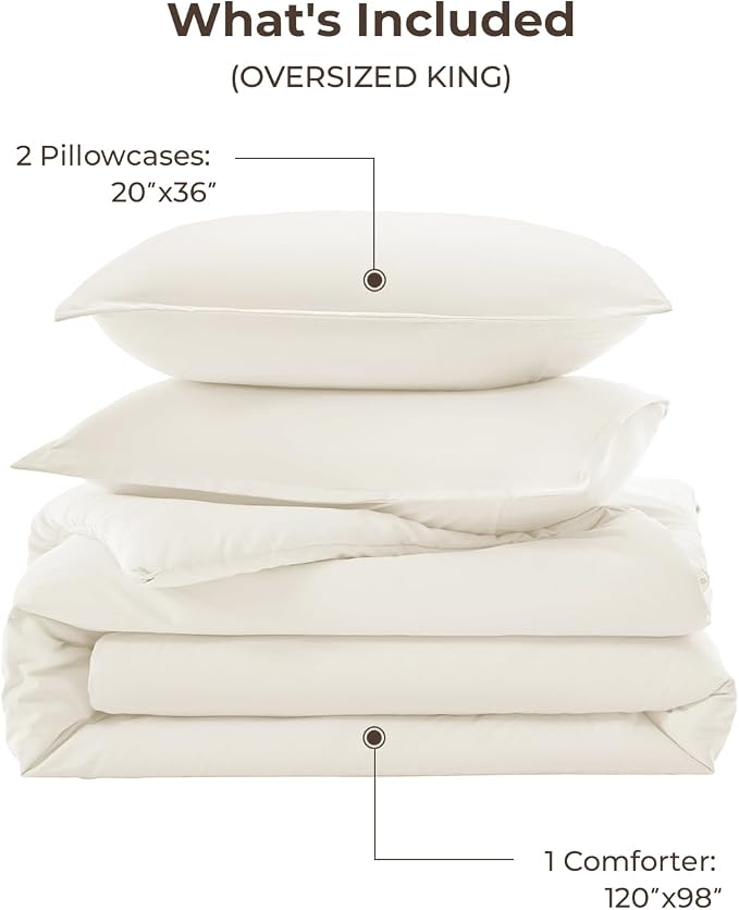Litanika Comforters Ivory Oversized King Size, 3 Pieces Lightweight Solid - Image 7