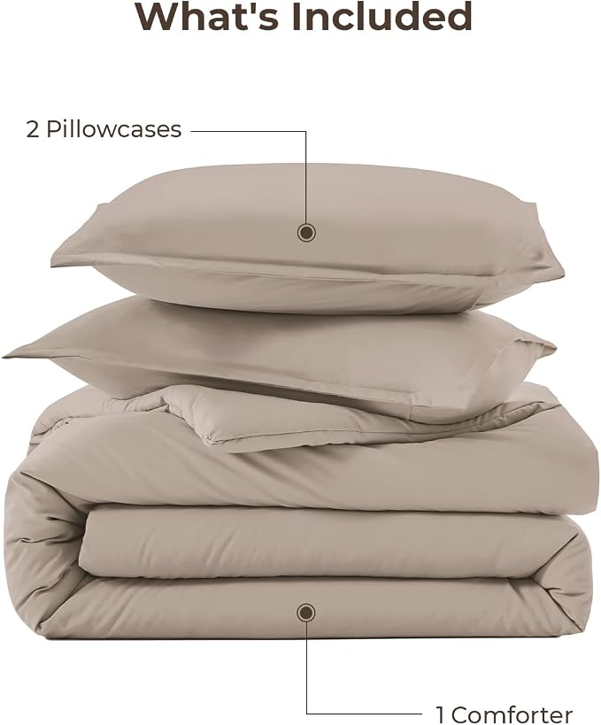 Litanika Light Coffee Comforter Set Queen Size, 3 Pieces Lightweight Solid - Image 7
