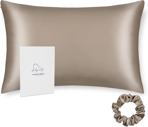ALASKA BEAR Silk Pillowcase for Hair and Skin, 100% Mulberry Silk Pillow Cases by ALASKABEAR