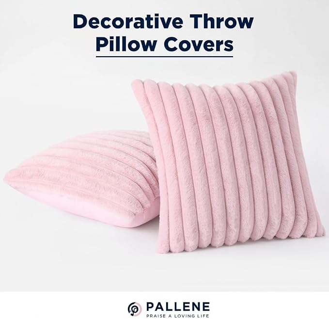 Pallene Faux Fur Plush Throw Pillow Covers 18x18 Set of 2, Luxury Soft Fluffy - Image 7
