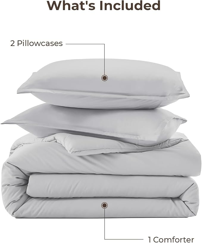 Litanika Light Grey Comforter Full Size, 3 Pieces Lightweight Solid Bedding - Image 7