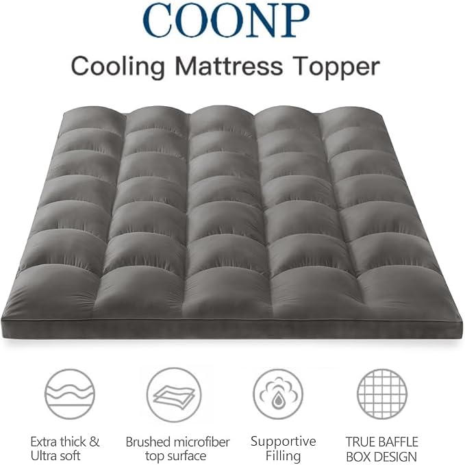 COONP California King Mattress Topper, Extra Thick Pillowtop, Cooling Plush - Image 2