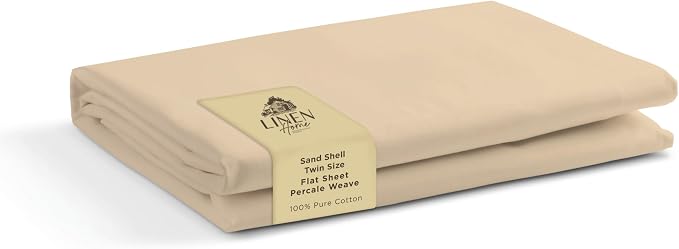 Linen Home 100% Cotton Percale 1 Flat Sheet, King Size by LINENHOME