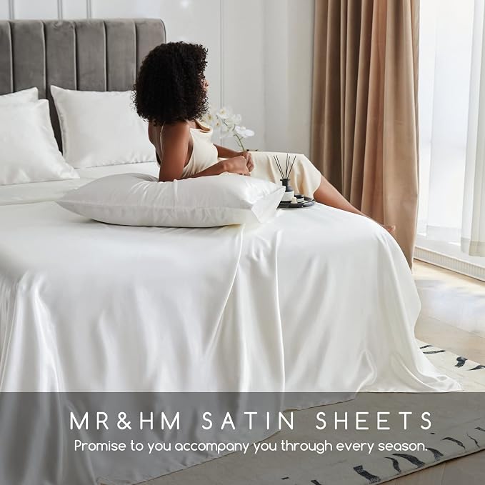 MR&HM Satin Bed Sheets, California King Size Sheets Set - Image 6