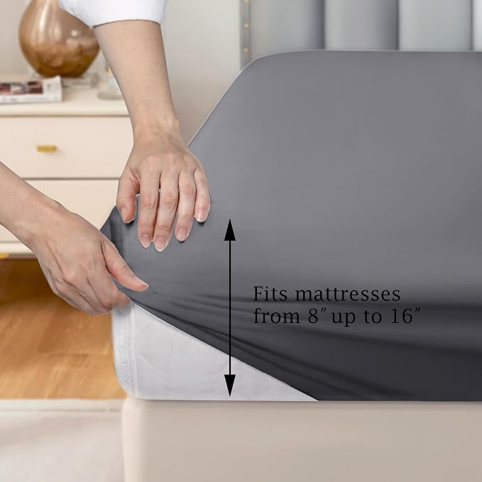 FreshCulture Pure Cotton Fitted Sheets Twin XL Size, 300 Thread Count Percale - Image 5