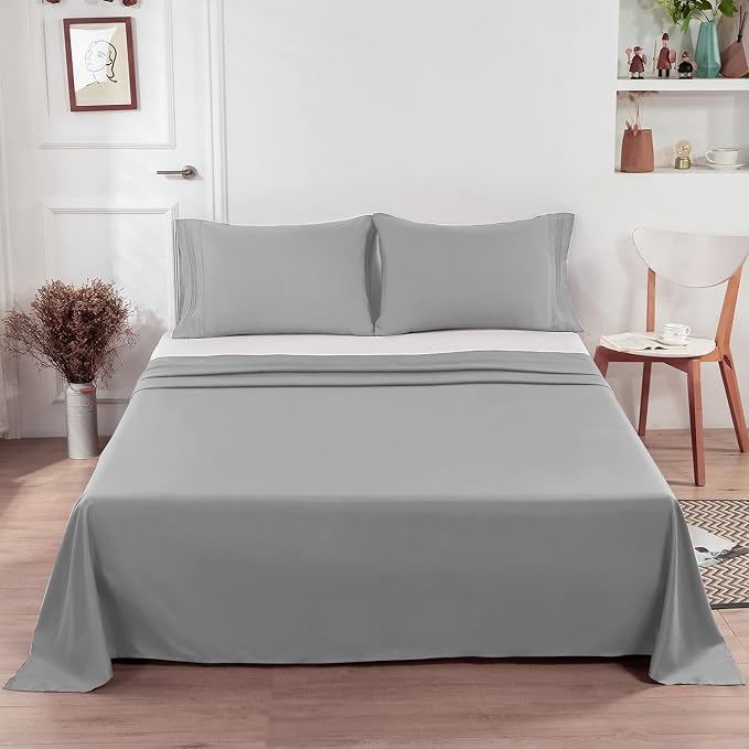 Lirex 2-Pack Queen Size Flat Sheet Set, Ultra-Soft Brushed 1800 Microfiber - Image 6