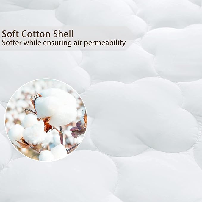 WhatsBedding Waterproof Mattress Pad Full Size Cotton Top Down Alternative - Image 4