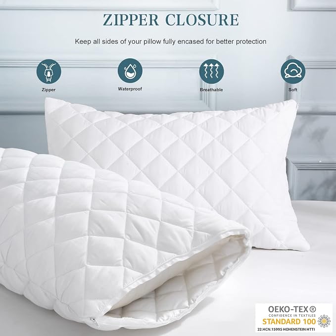 UNILIBRA Waterproof Pillow Protector Quilted Standard Size - Image 2