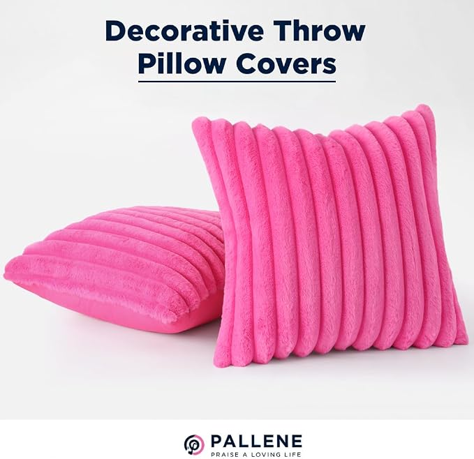 Pallene Faux Fur Plush Throw Pillow Covers 22x22 Set of 2, Luxury Soft Fluffy - Image 7