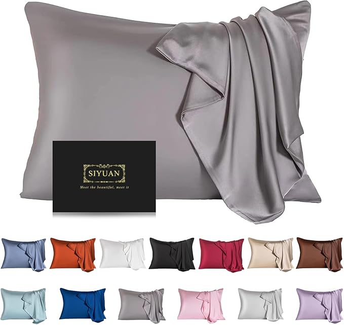 Mulberry Silk Pillowcase for Hair and Skin, Queen Size Cooling Silk Pillow Case by SIYUAN