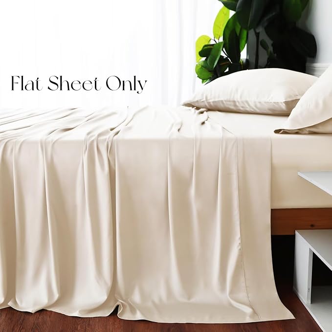 Bamboo Viscose Flat Sheets Only, 400 Thread Count Sateen Weave TwinXL Size Flat - Image 4