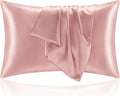 BEDELITE Satin Pillowcase with Zipper, Rose Pink Pillow Cases Queen Size Set of by BEDELITE