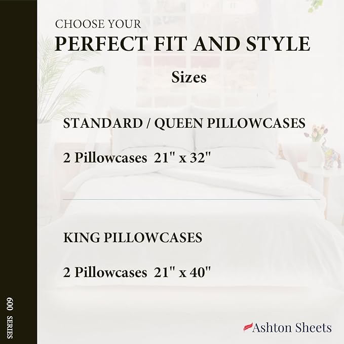 100% Egyptian Cotton King Pillow Case Set of 2 - Image 7