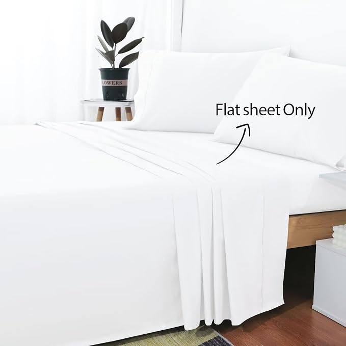 2-Pack Cotton Full Flat Sheet Only, 600 Thread Count 100% Egyptian Cotton Top - Image 2